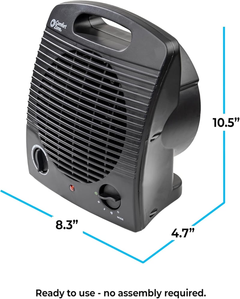 Portable Electric Space Heater with Adjustable Thermostat, 1500W
