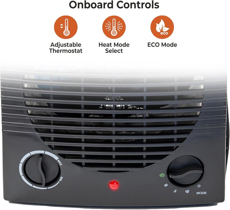 Portable Electric Space Heater with Adjustable Thermostat, 1500W