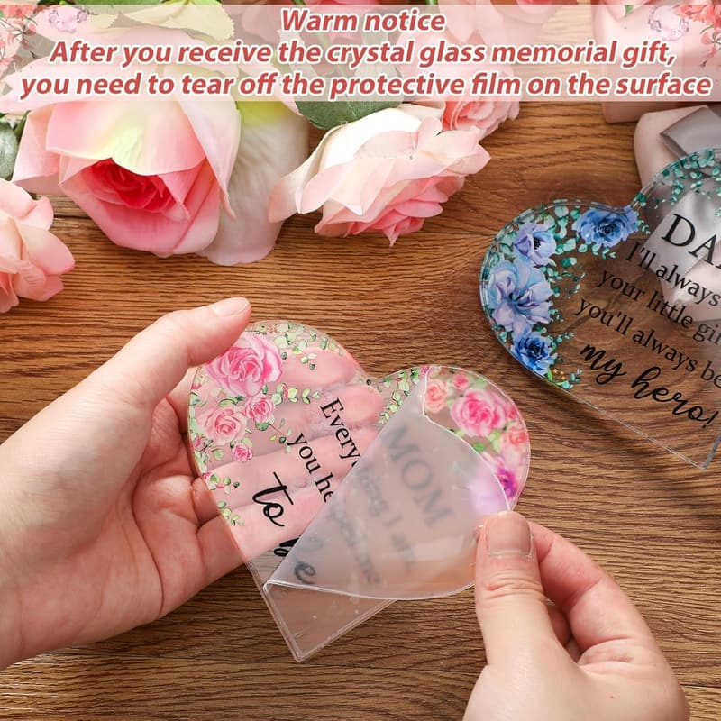 Parent Heart Plaque Gifts for Mom & Dad - 2 Pcs Set