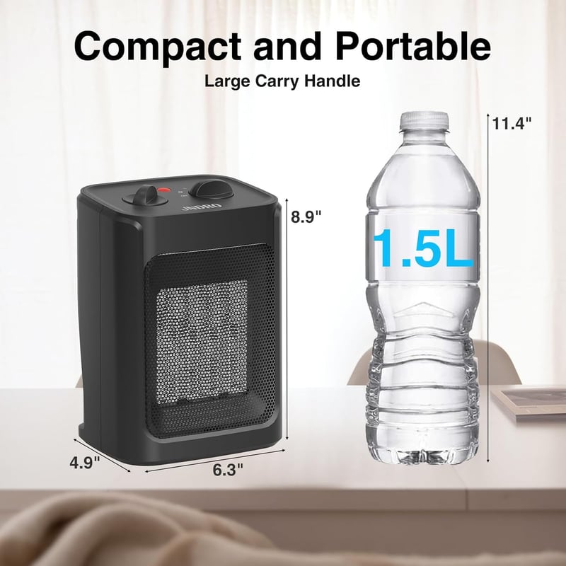 Portable Electric Space Heater - 1500W/750W Mini Ceramic for Indoor Use