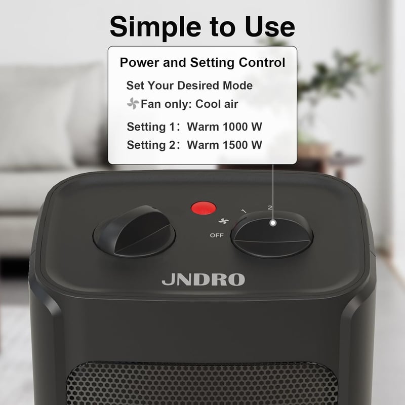 Portable Electric Space Heater - 1500W/750W Mini Ceramic for Indoor Use