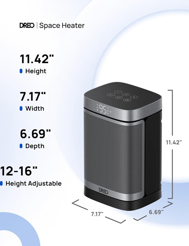 1500W Portable Electric Heater with Remote and 70° Oscillation