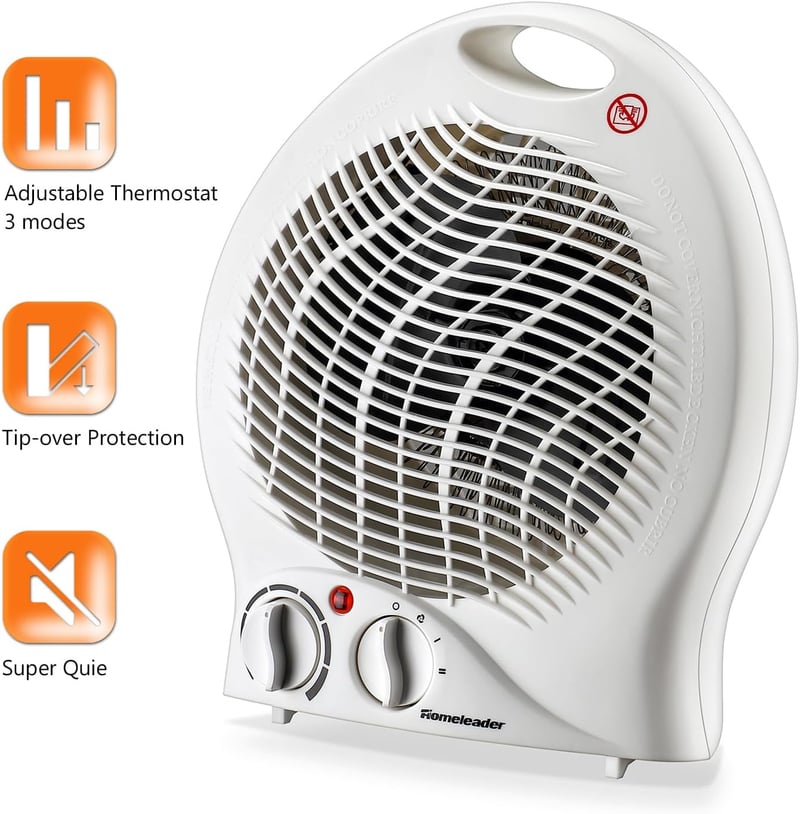 Portable Ceramic Heater with Thermostat for Small Spaces