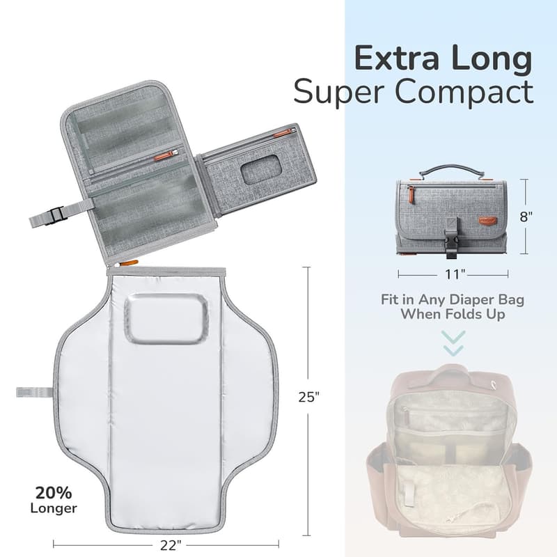 Portable Travel Diaper Changing Pad with Wipes Pocket