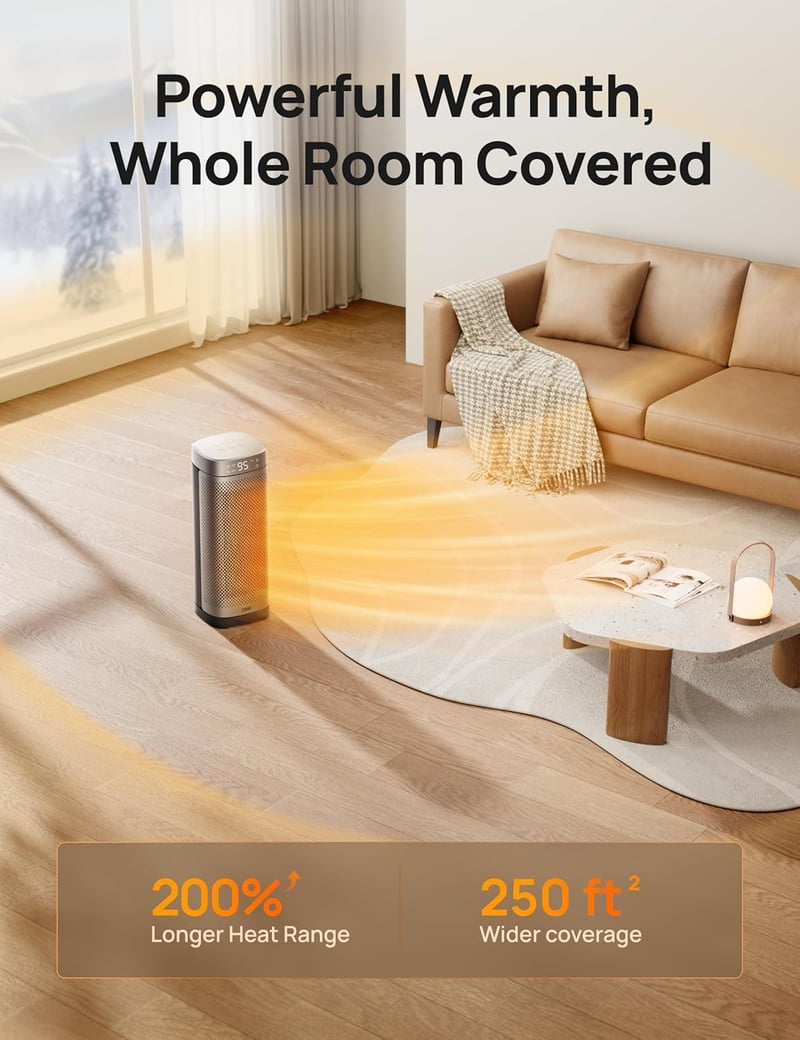 1500W Portable Electric Space Heater with Remote and Timer