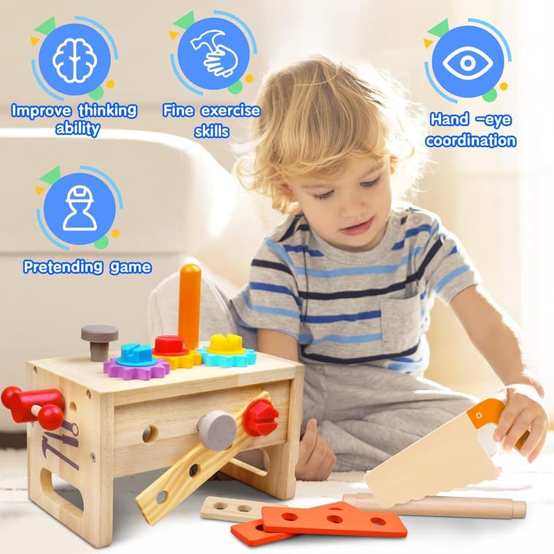 Montessori Wooden Tool Set - 29 PCS Educational Play Tool for Kids