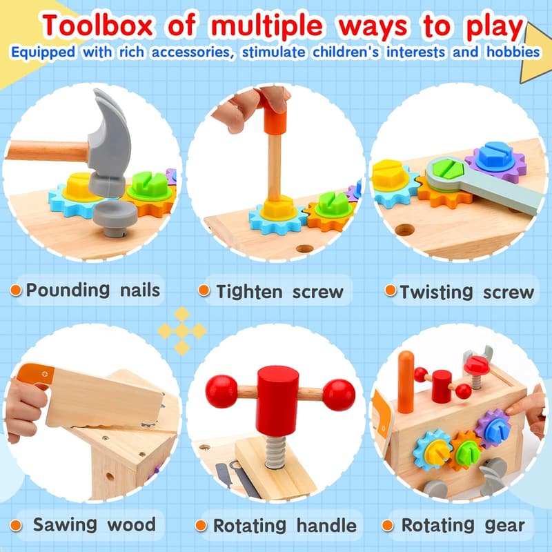 Montessori Wooden Tool Set - 29 PCS Educational Play Tool for Kids