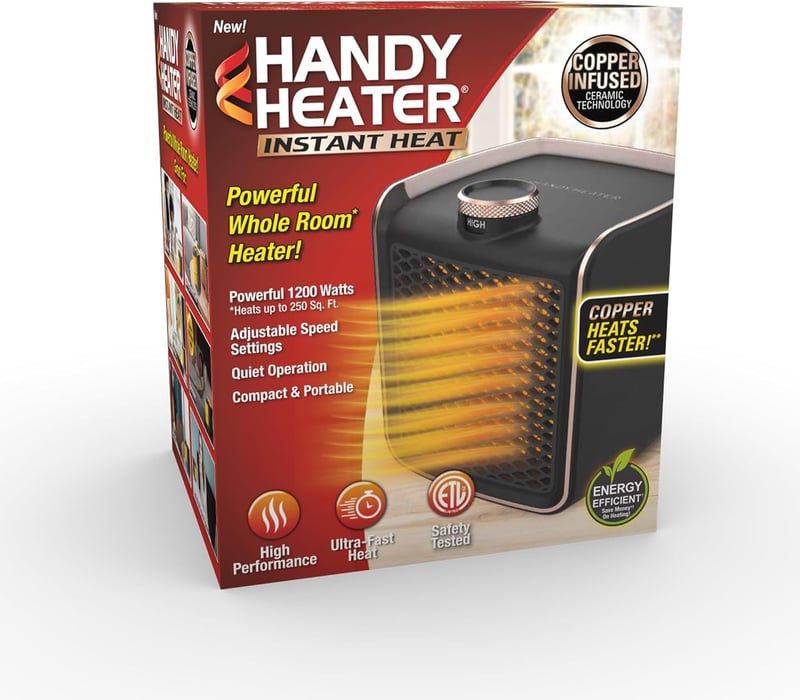 Portable Copper-Infused Ceramic Space Heater - 1200W