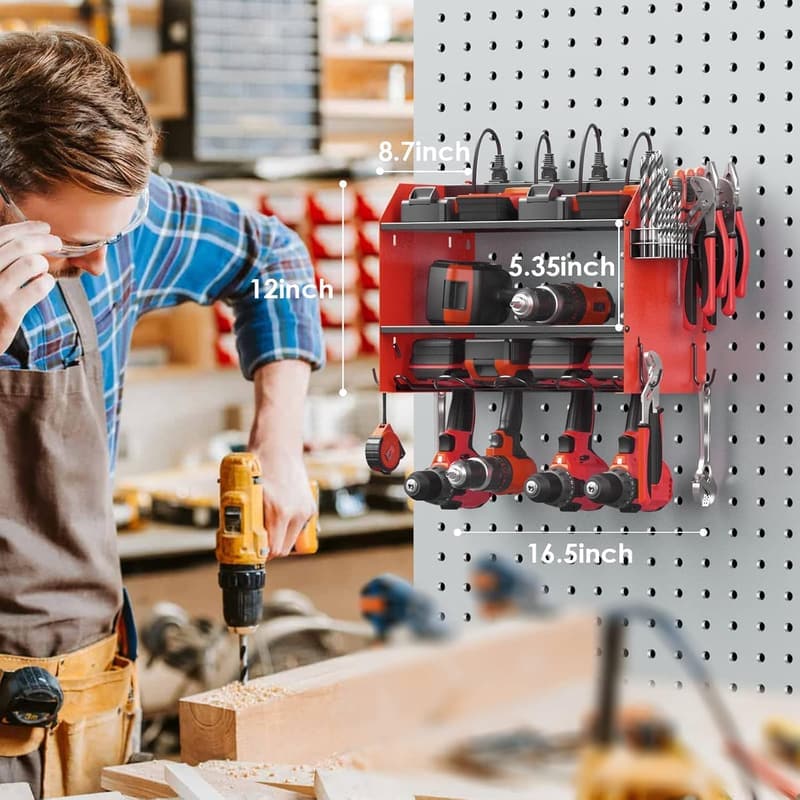 Modular Power Tool Organizer with Charging Station for Garage