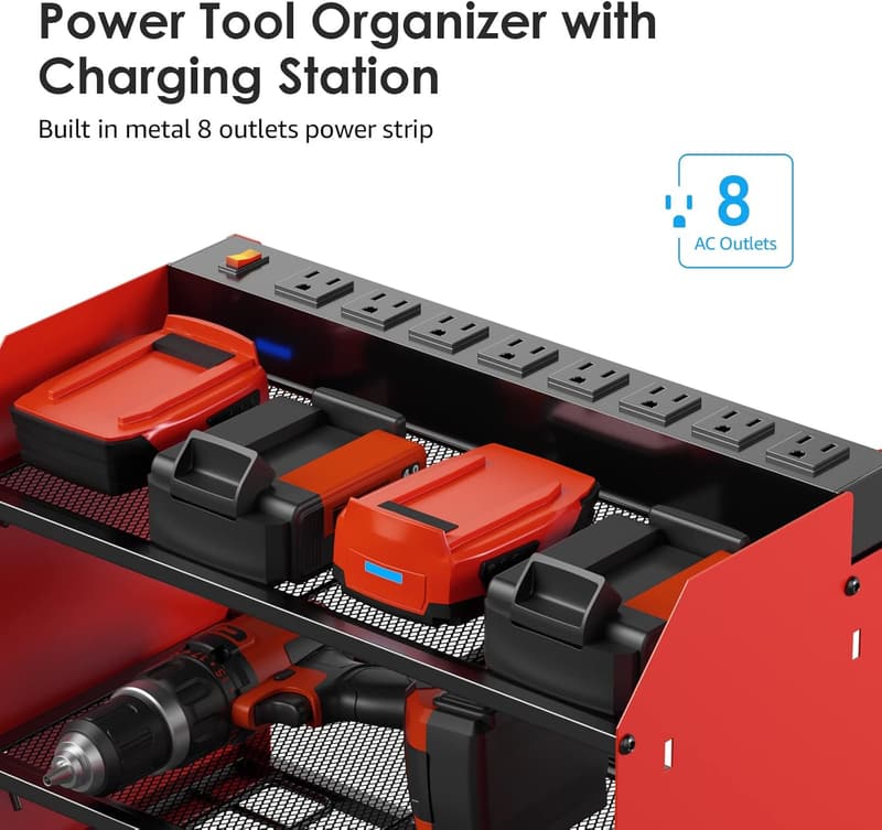 Modular Power Tool Organizer with Charging Station for Garage