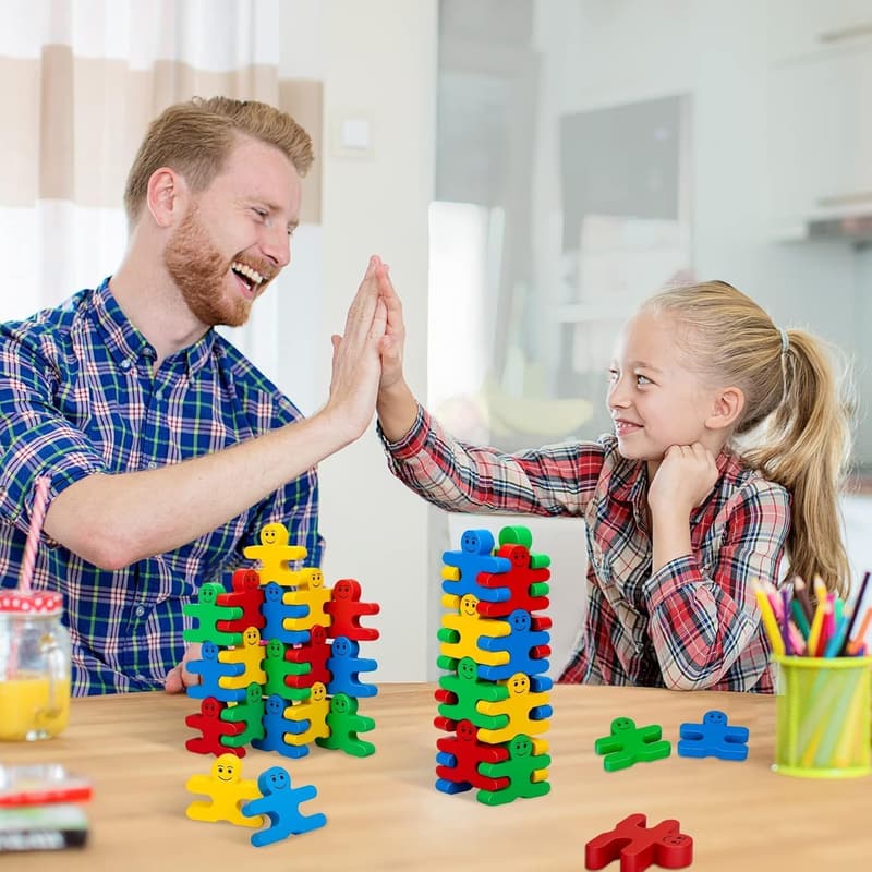 Wooden Building Blocks Set for Toddlers, Age 2-4 Birthday Gift