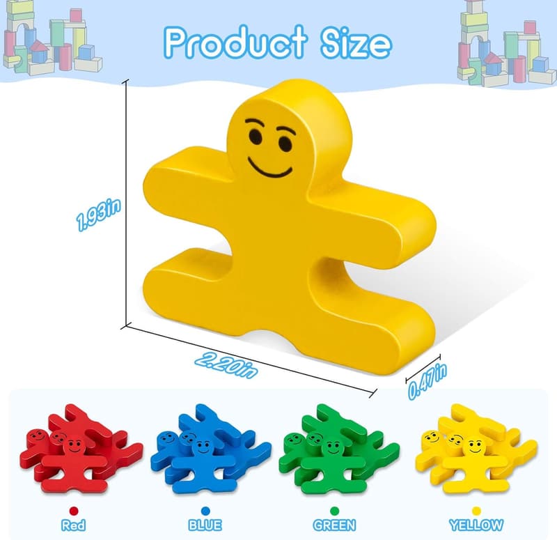 Wooden Building Blocks Set for Toddlers, Age 2-4 Birthday Gift