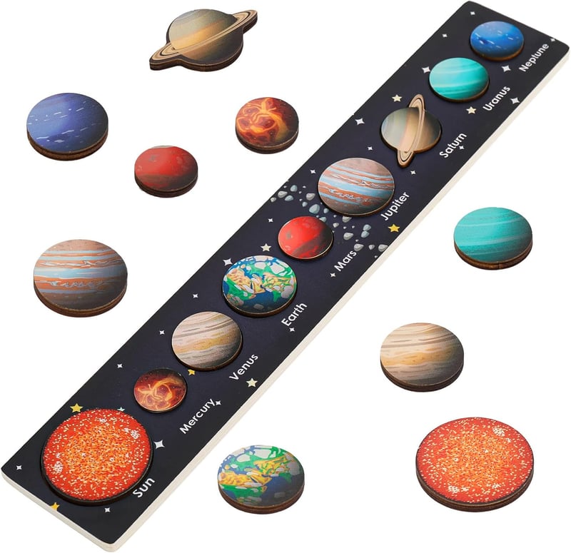 Wooden Solar System Puzzle for Kids 3-6, Space Learning Toy