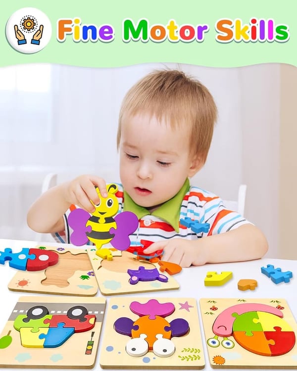 Montessori Vehicle Shape Wooden Puzzle Toy for Ages 1-3