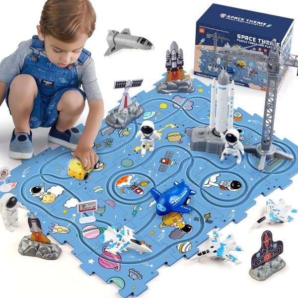 Space Racer Car Track Set for Boys Ages 3-5, 32 PCS