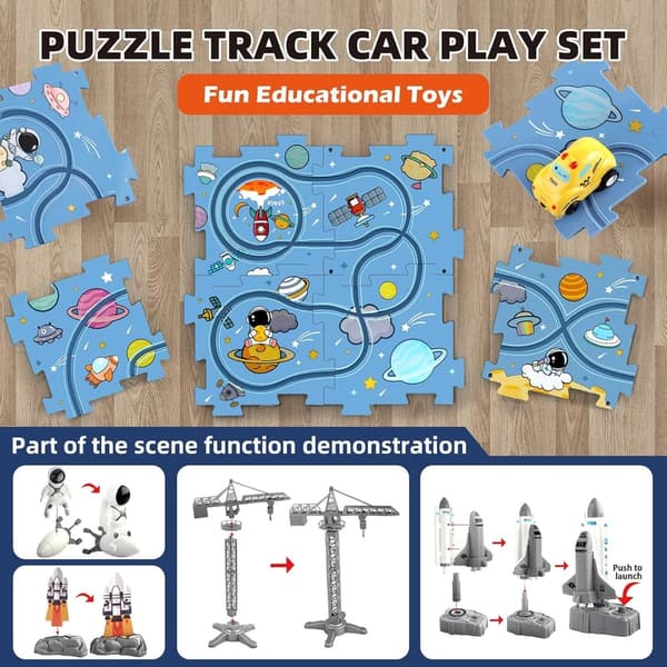 Space Racer Car Track Set for Boys Ages 3-5, 32 PCS
