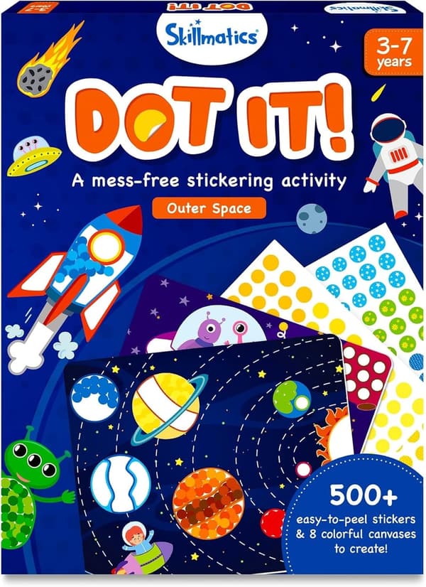 Mess-Free Space Sticker Art Activity for Kids Ages 3-7