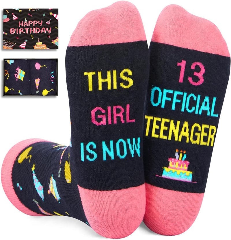 13th Birthday Gift - Fun Socks for Teen Girls