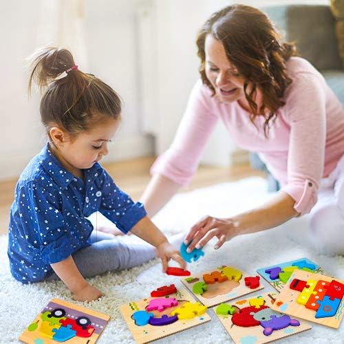 Toddler STEM Wooden Vehicle Puzzles for Kids 1-3 Years