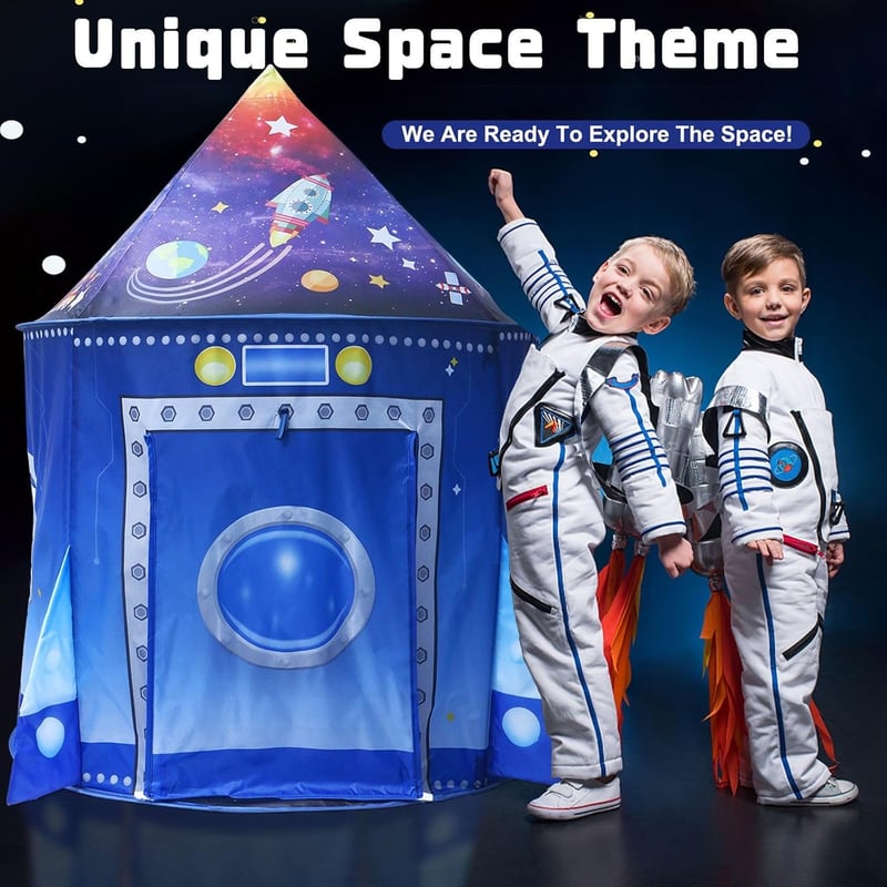 Rocket Ship Pop-Up Play Tent for Kids, Ideal Gift for 3-5 Years
