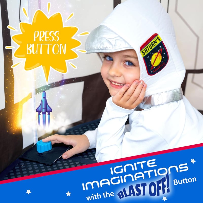 Space Shuttle Explorer Play Tent with LED Lights & Toys for Kids