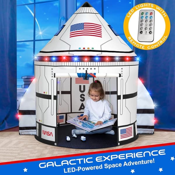 Space Shuttle Explorer Play Tent with LED Lights & Toys for Kids