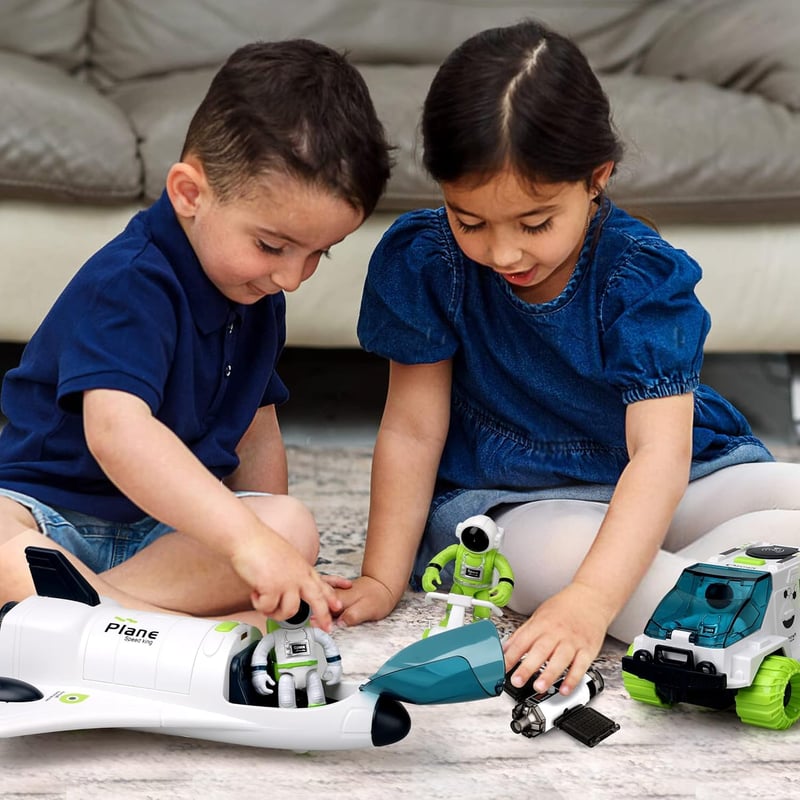 Space Rocket Toy Set with Astronaut and Rover for Kids