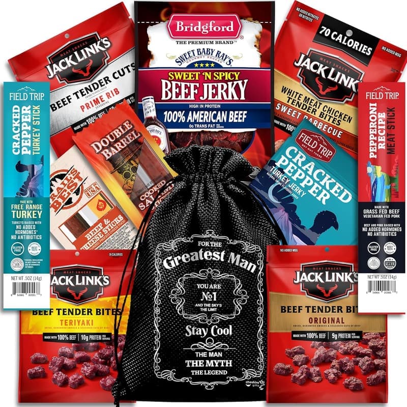Beef Jerky Gift Basket for Men - Ideal Birthday Care Package