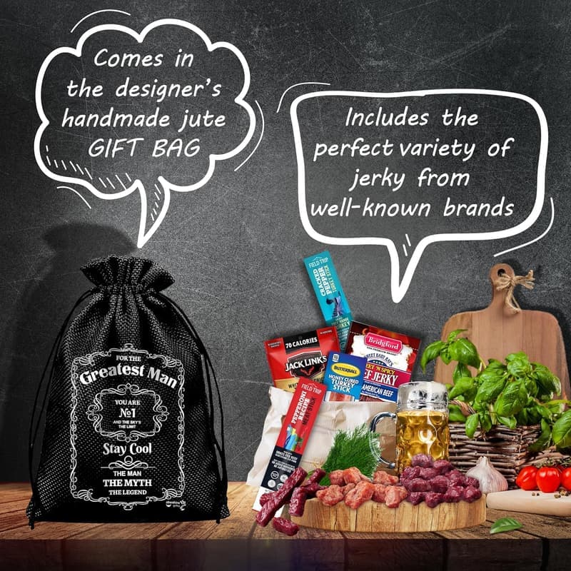 Beef Jerky Gift Basket for Men - Ideal Birthday Care Package