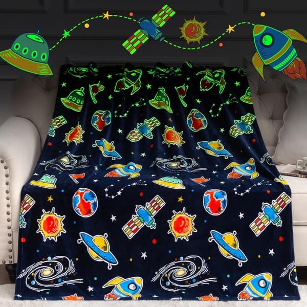 Glow in the Dark Galaxy Space Blanket for Kids & Adults
