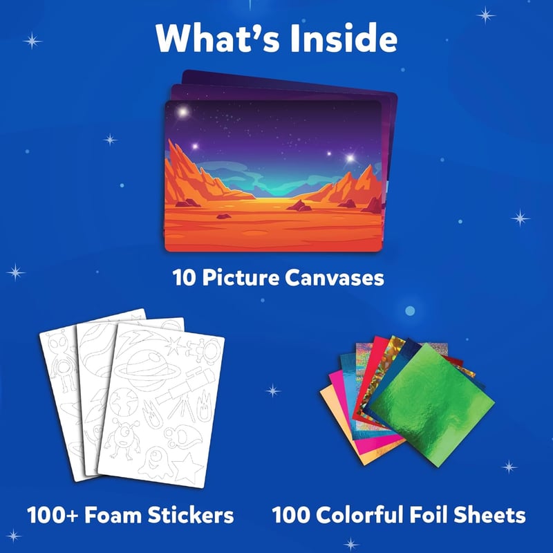 Foil Fun Space Art Kit for Kids Ages 4-9 - Mess-Free Craft Activity