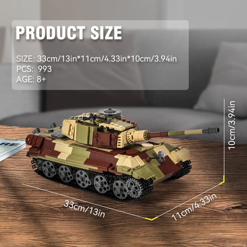 WW2 Army Tank Building Block Set with 860 Pieces
