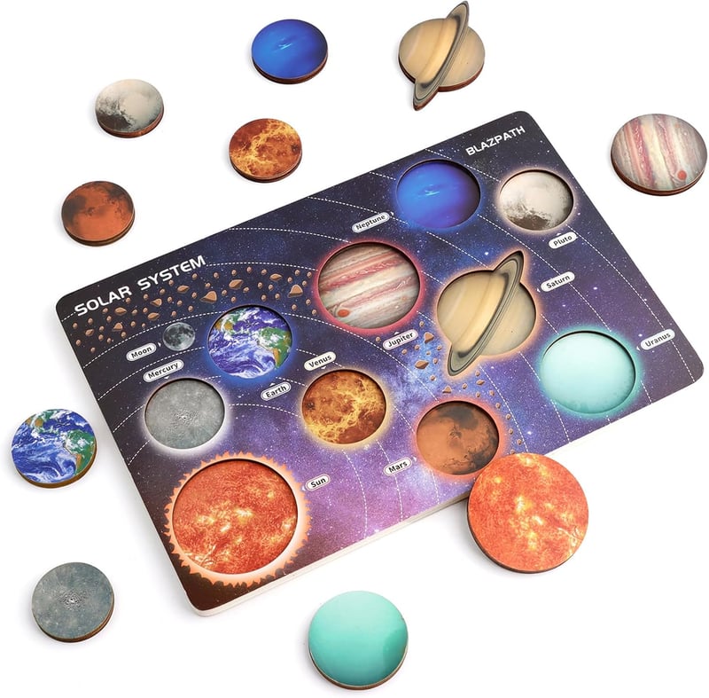 Wooden Solar System Puzzle Toy for Kids 3-5, Montessori STEM Gift