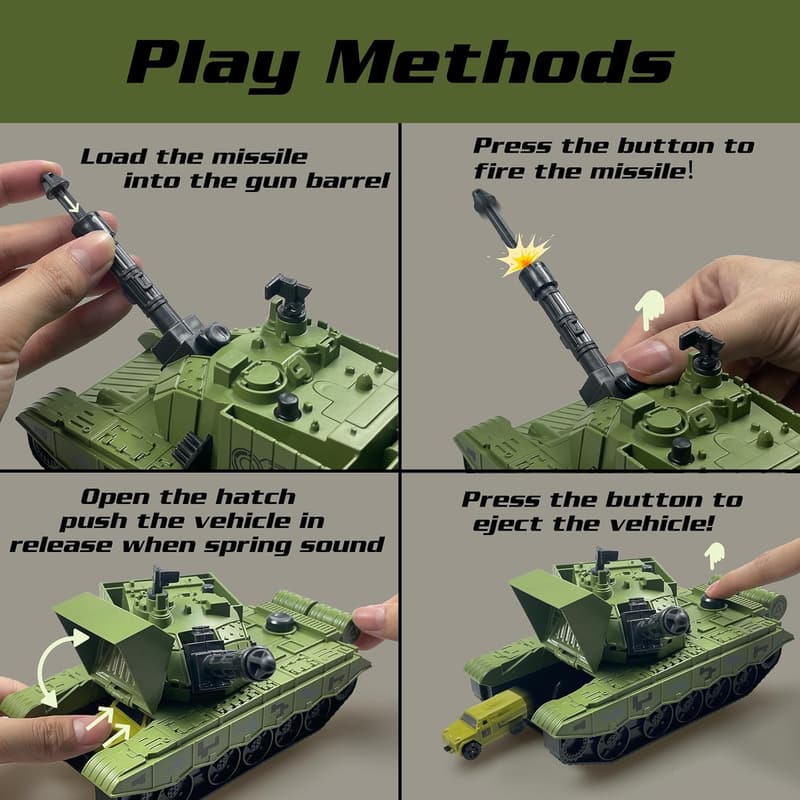 Army Tank Playset with 12 Soldiers and Vehicles for Toddlers