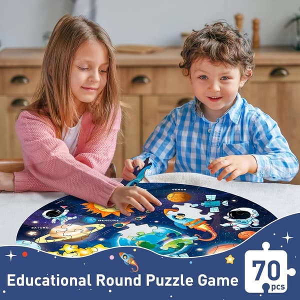 Educational Round Jigsaw Puzzle for Kids (70 Pieces)