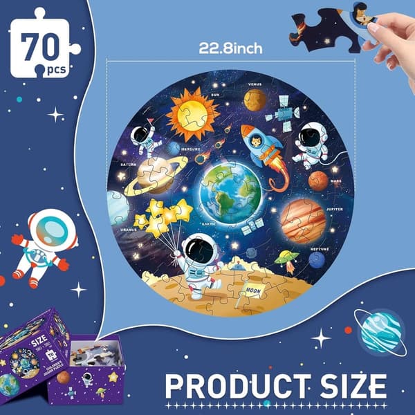 Educational Round Jigsaw Puzzle for Kids (70 Pieces)
