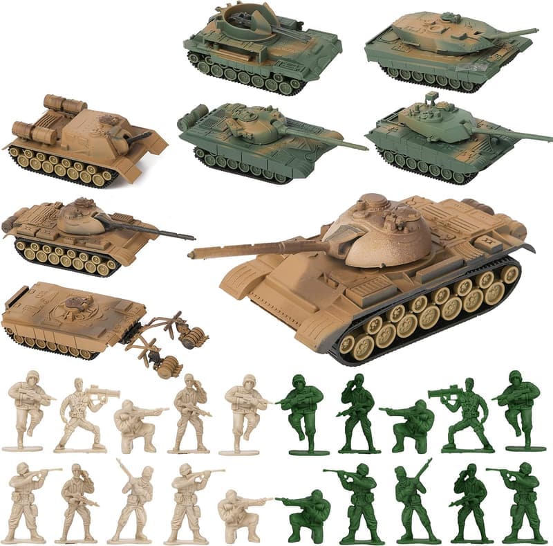 Military Army Playset with Take-Apart Battle Tank and Soldiers
