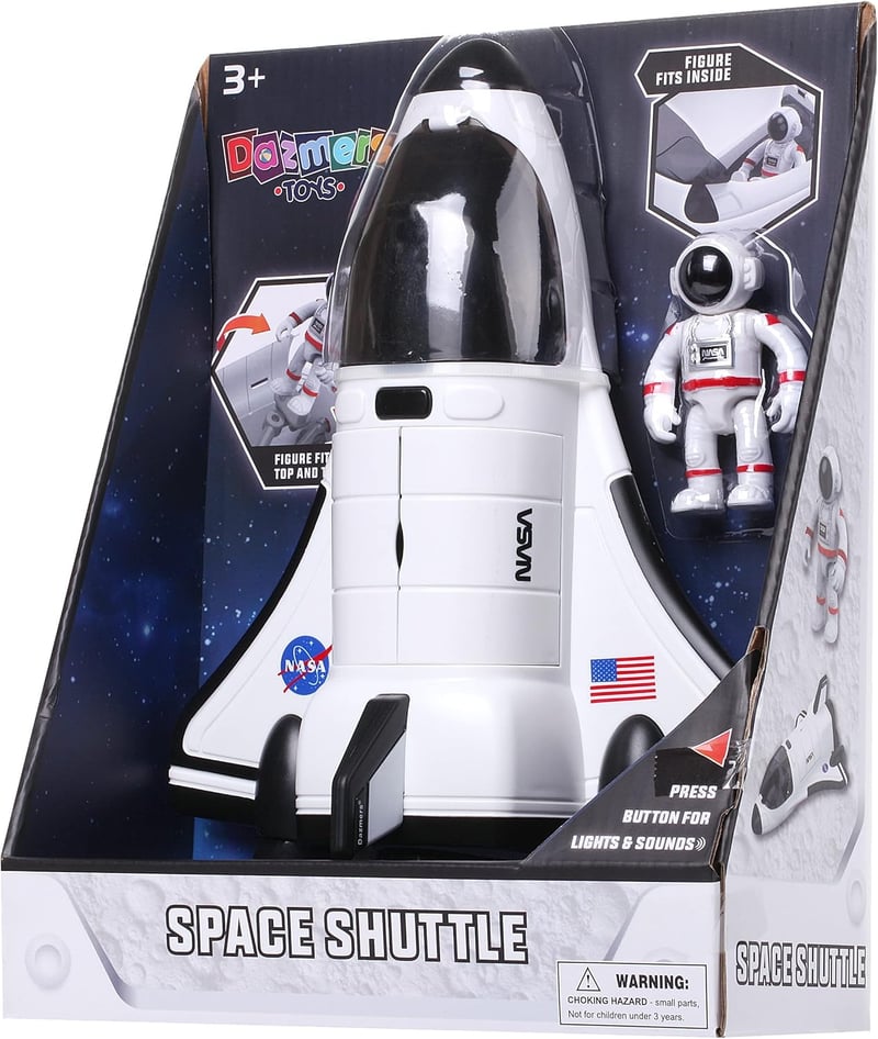 Light-Up Spaceship Shuttle Toy with Astronaut Figure for Kids