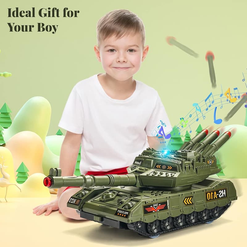 Military Tank Toy Set with 6 Vehicles, Light & Sound Effects