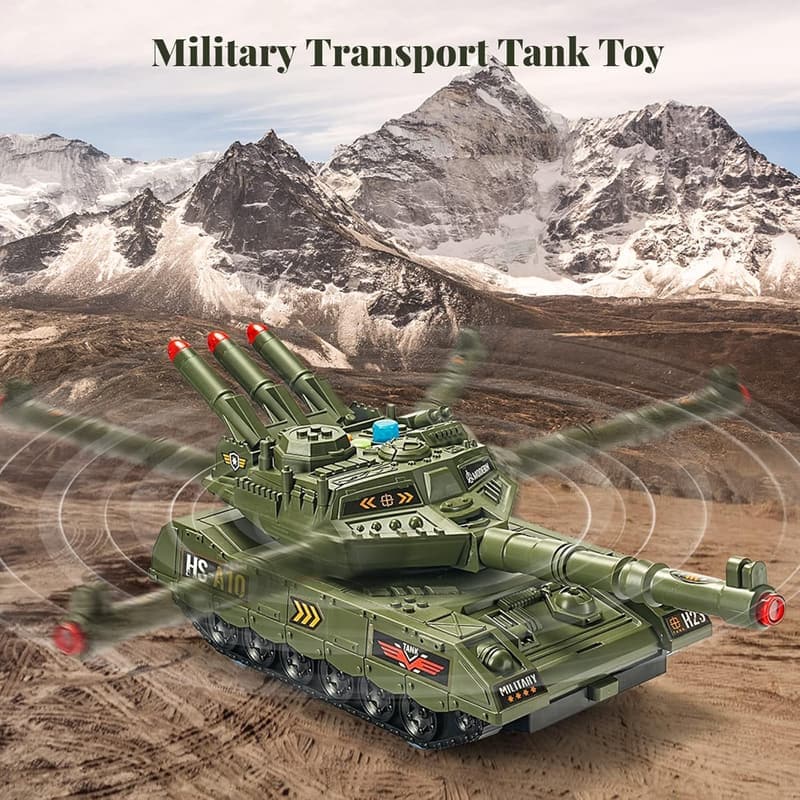 Military Tank Toy Set with 6 Vehicles, Light & Sound Effects