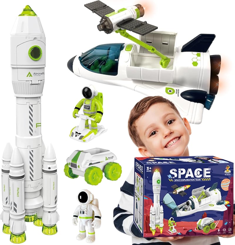 Space Rocket Shuttle Toy Set with Lights & Sound for Kids