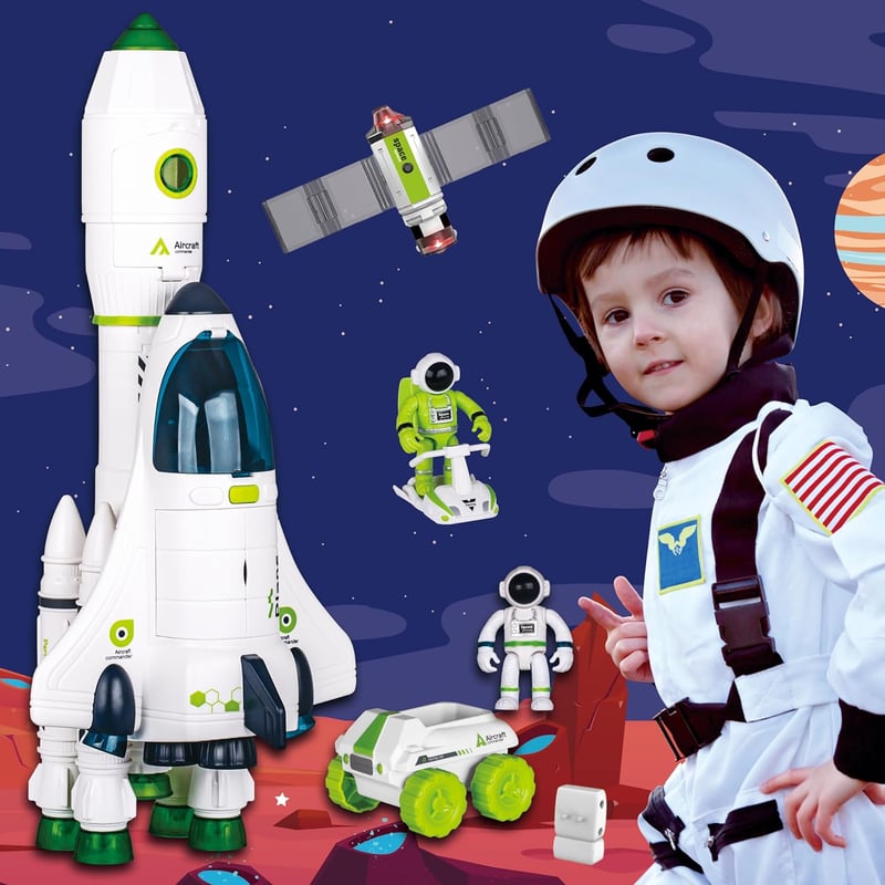 Space Rocket Shuttle Toy Set with Lights & Sound for Kids