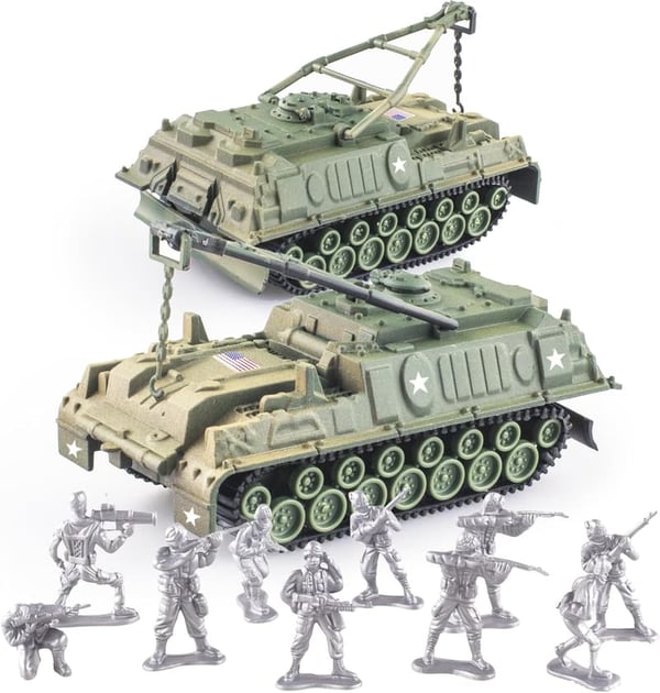 WW2 Army Tank & Soldier Playset for Boys, 12 Pieces