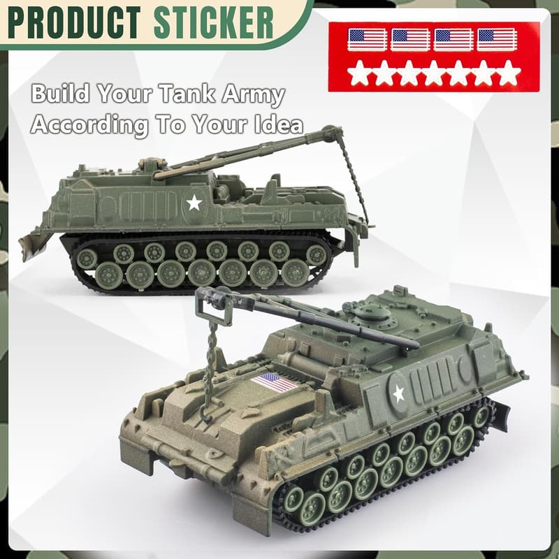 WW2 Army Tank & Soldier Playset for Boys, 12 Pieces