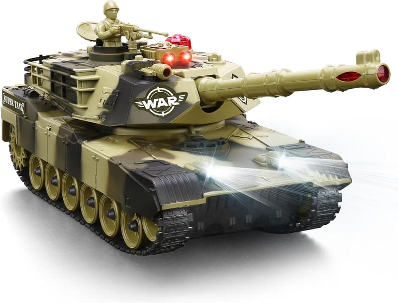 Remote Control Army Tank Toy for Boys - 1:28 Scale with Sound & Soldiers