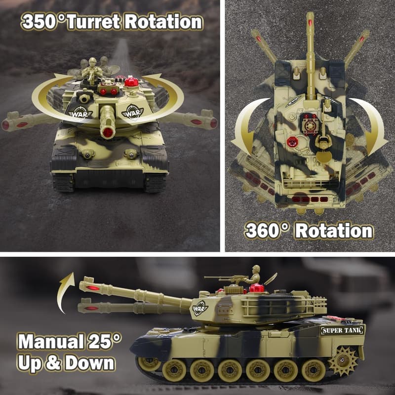 Remote Control Army Tank Toy for Boys - 1:28 Scale with Sound & Soldiers