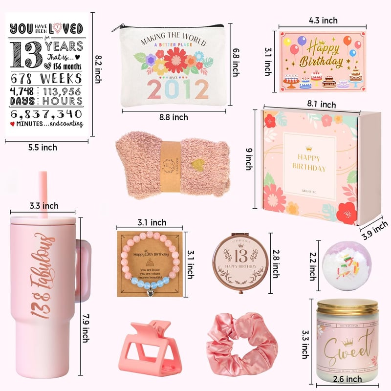 13th Birthday Gifts for Girls - Trendy 11-Piece Gift Set