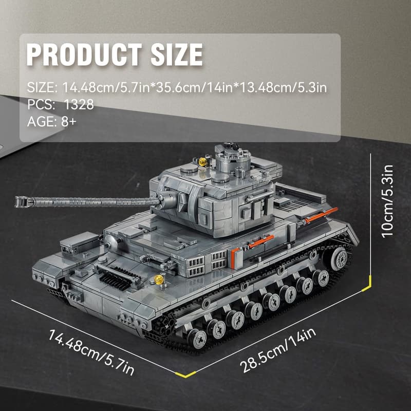 WW2 Military Model Tank Building Block Set with Soldiers (1328 PCS)