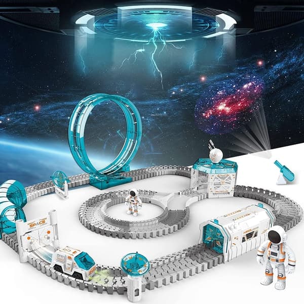 Space-Themed Train Set with Mini Projector – 204 PCS Toys for Kids