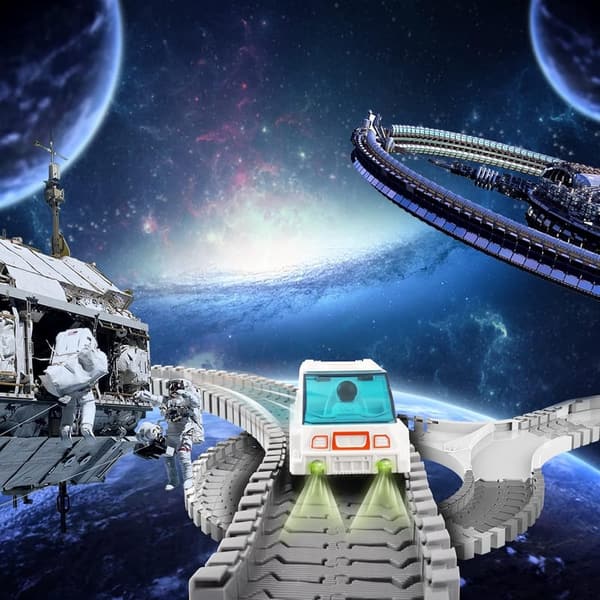 Space-Themed Train Set with Mini Projector – 204 PCS Toys for Kids